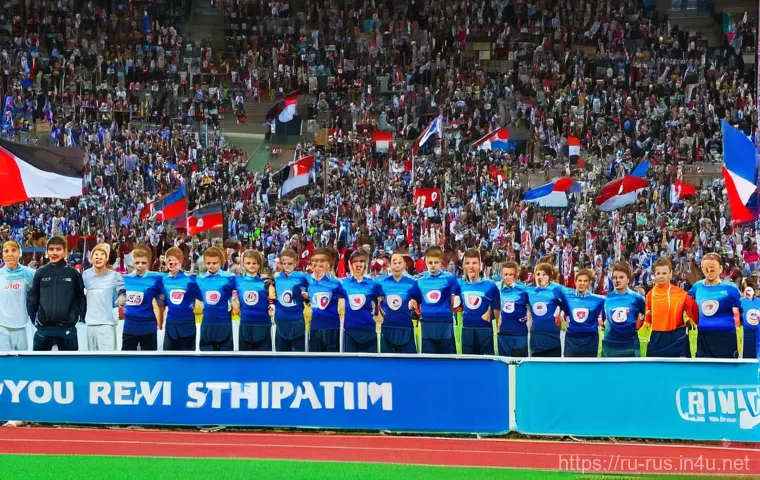 러시아어와 러시아 스포츠 - A young, determined Russian athlete (around 10-14 years old) in a modern, well-lit indoor sports tra...