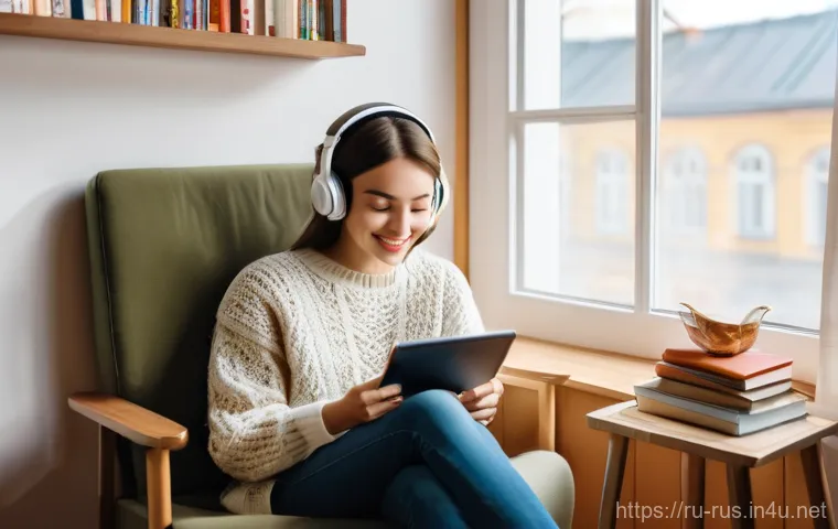 러시아어 독학 방법 - **Prompt 1: Immersive Language Learning at Home**
    "A cozy, brightly lit home study corner. A you...