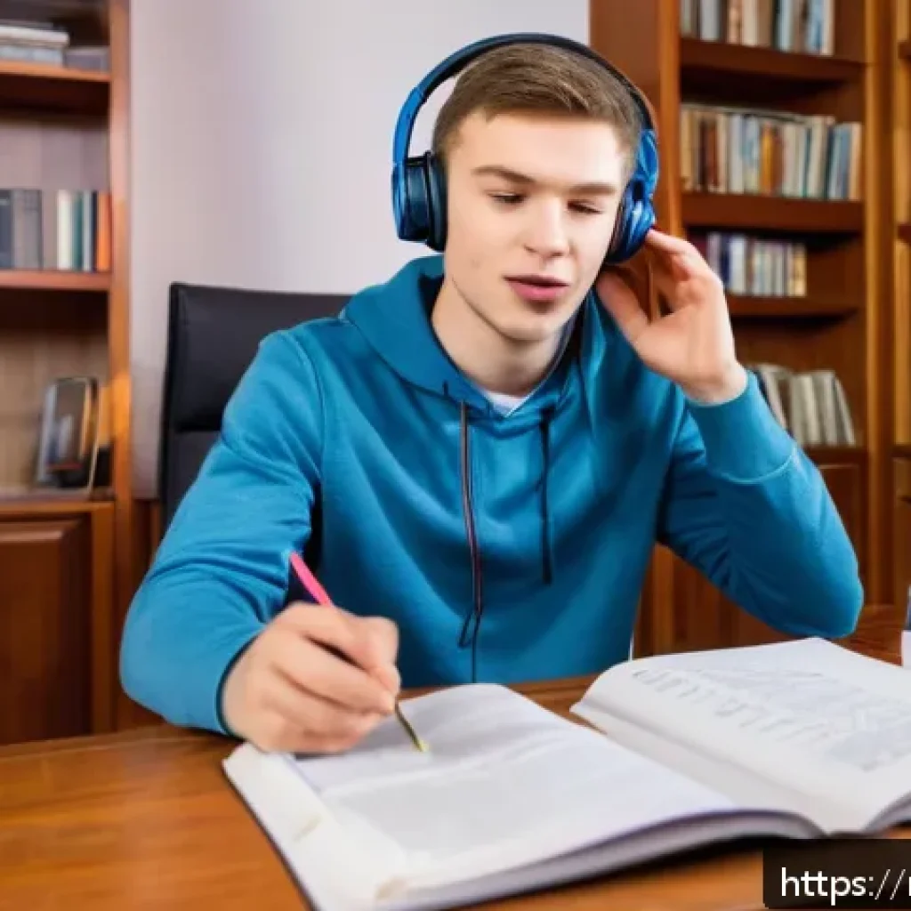 러시아어 발음 규칙 - A detailed educational scene of a Russian language learner practicing pronunciation in a cozy home s...