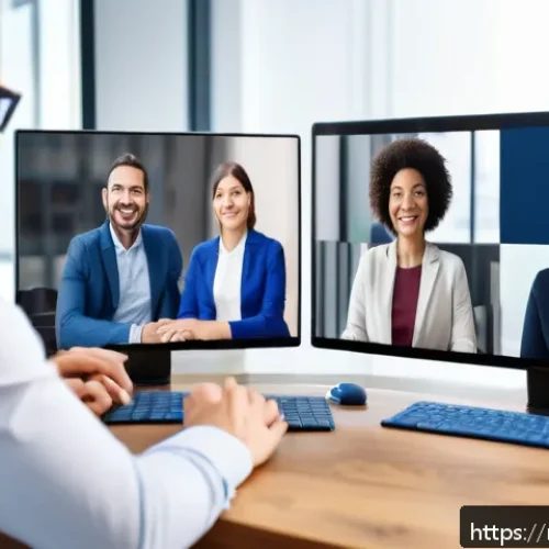 Home 30 러시아어 번역 기술 - A modern international business meeting scene showing diverse professionals communicating via video ...